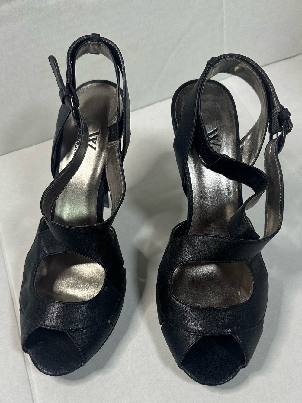 Worthington Asti Women's Black Dress Sandals Size 8 M Ankle Strap Flared Heels